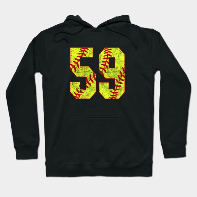 Fastpitch Softball Number 59 #59 Softball Shirt Jersey Uniform Favorite Player Biggest Fan Hoodie by TeeCreations